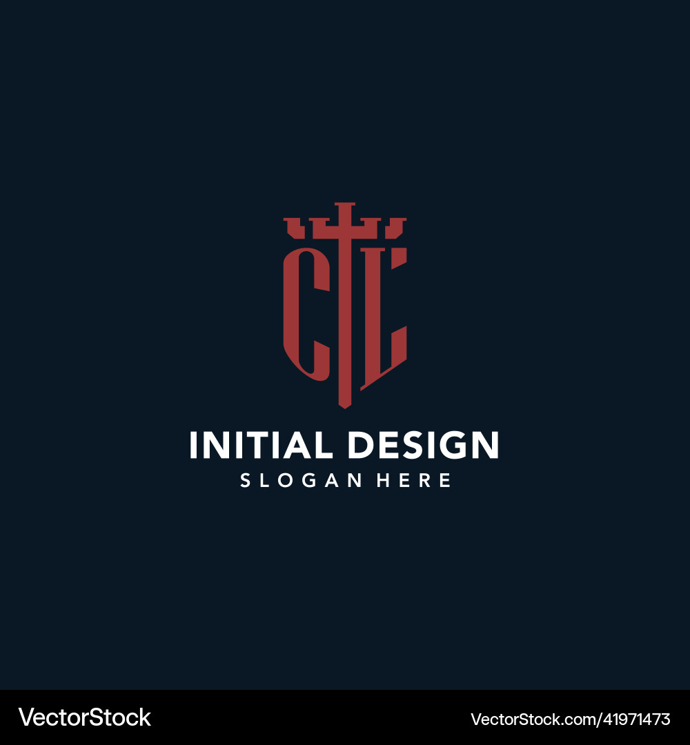 Cl initial monogram logos with sword and shield Vector Image