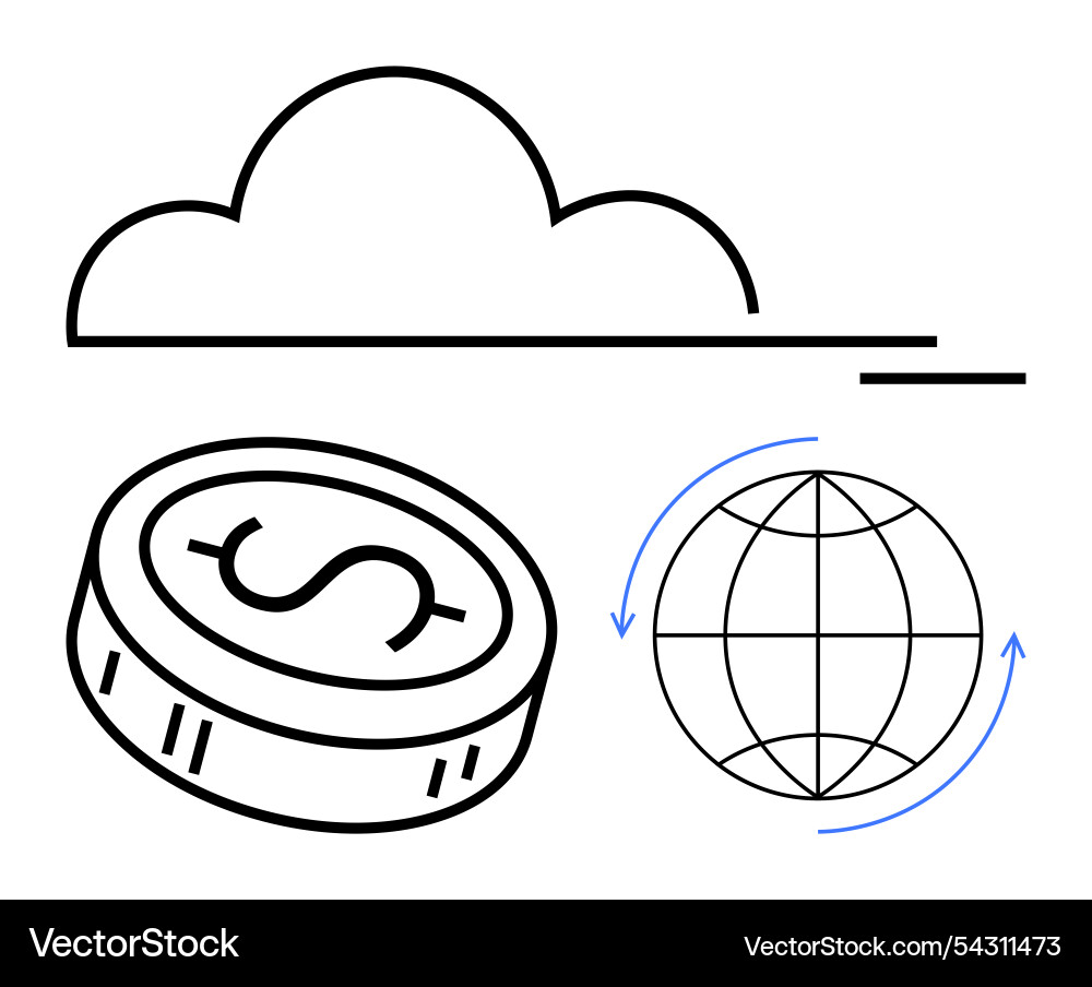 Cloud computing with global connectivity Cloud computing with global connectivity vector image