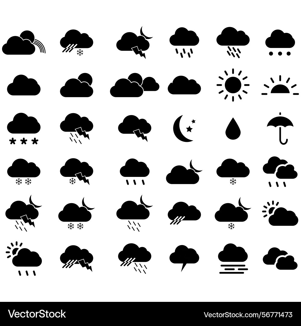 Clouds icons set of in different form Vector Image