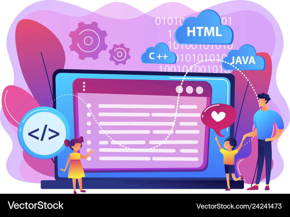 Computer programming camp concept Computer programming camp concept vector image