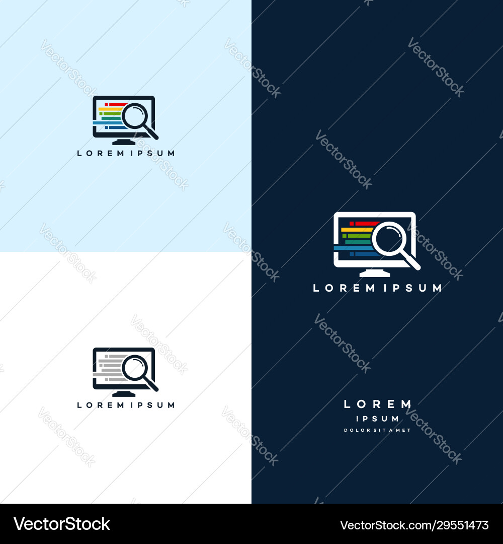 Computer search logo express fast find Computer search logo express fast find vector image