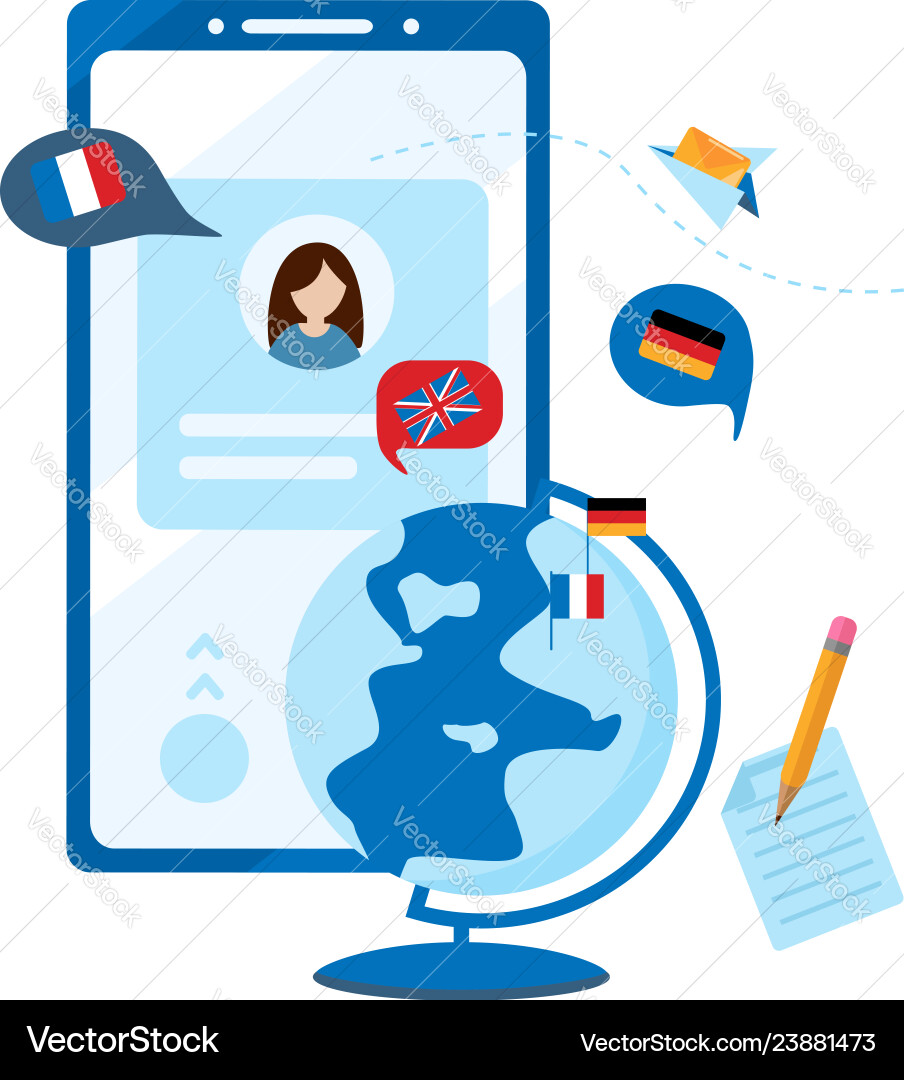 Concept foreign language online learning mobile Vector Image