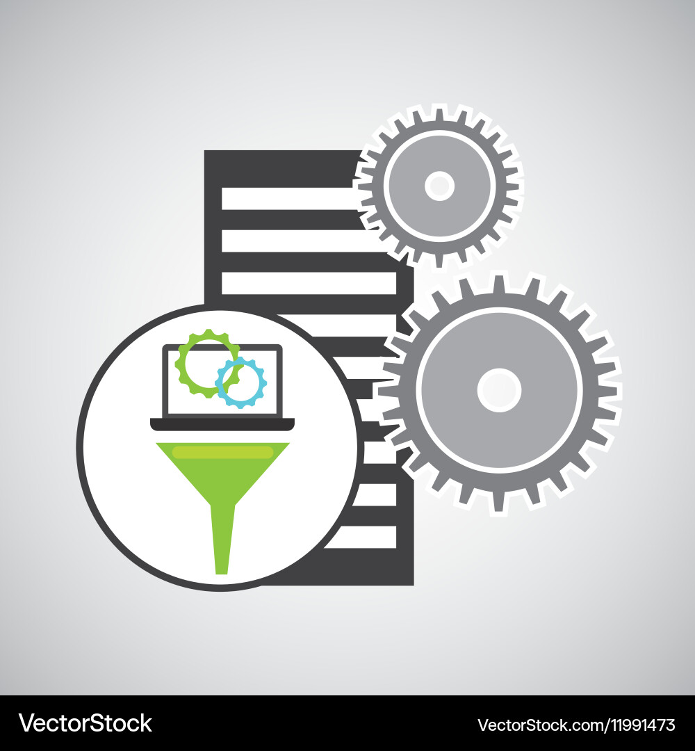 Database setting analysis computer gear vector image
