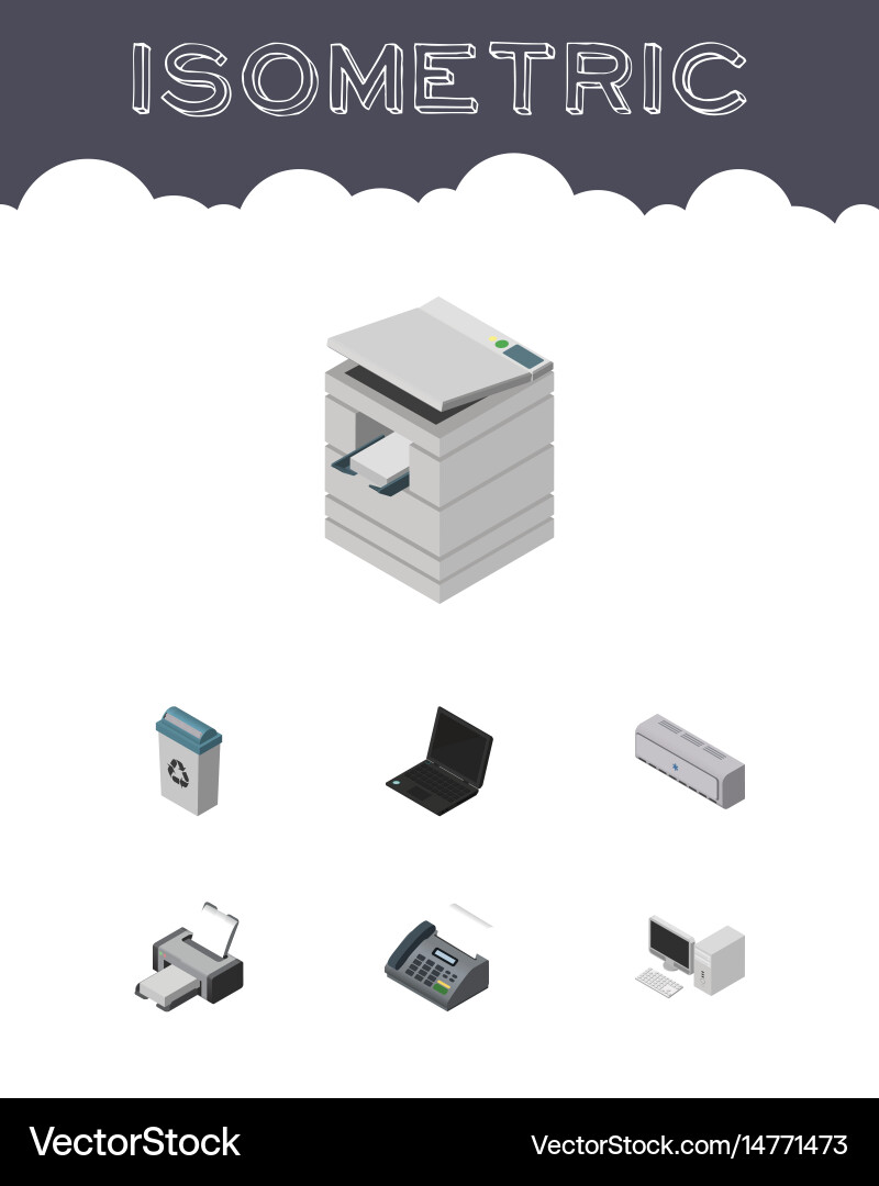 Isometric cabinet set of computer garbage Vector Image