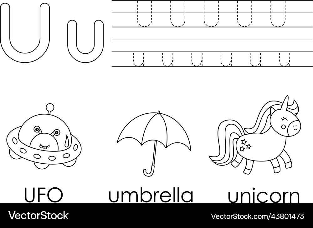 Learning english alphabet for kids letter u Learning english alphabet for kids letter u vector image