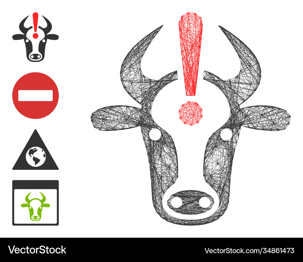 Linear cow error mesh Vector Image