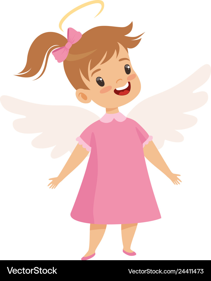 Little winged girl with halo on her head wearing Little winged girl with halo on her head wearing vector image