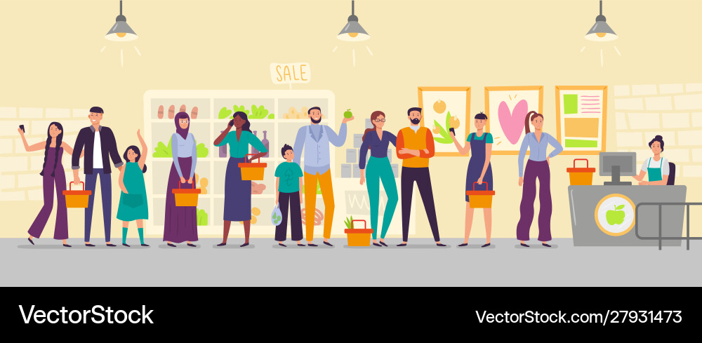 Long Store Queue - Customers Waiting vector image
