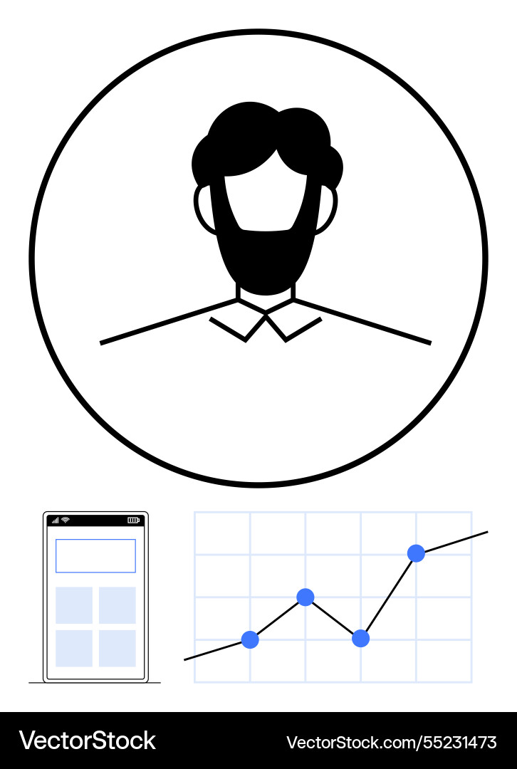 Profile avatar with mobile app interface Profile avatar with mobile app interface vector image