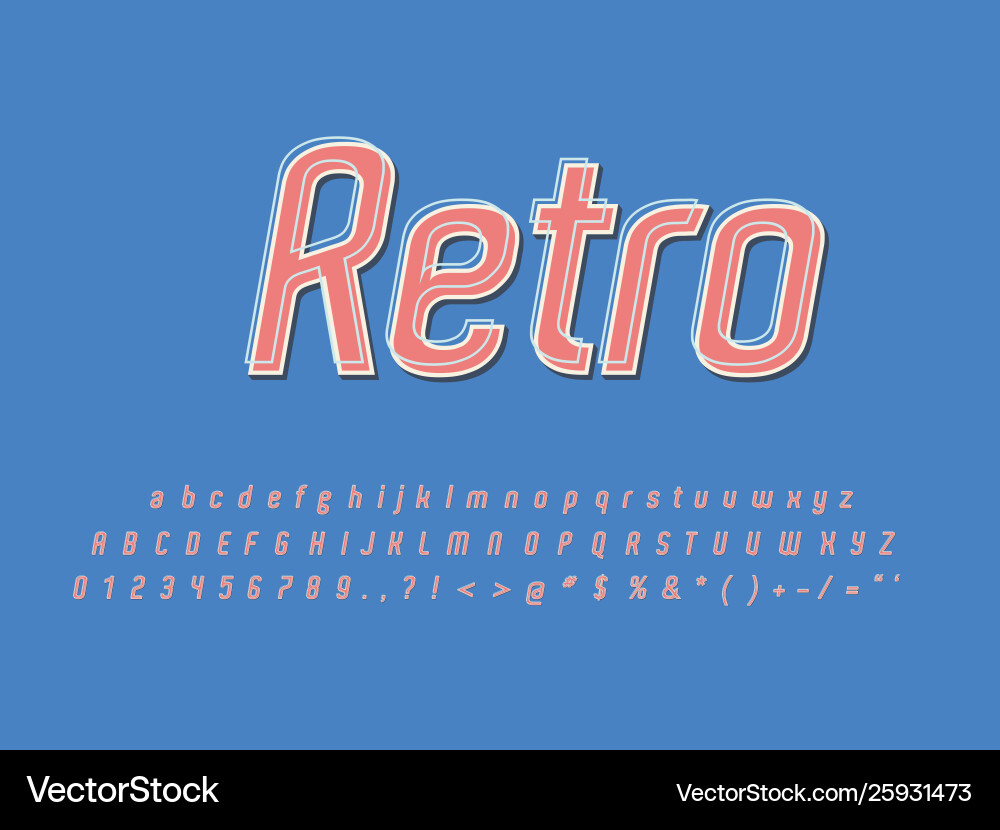 Retro font and alphabet stock vector image