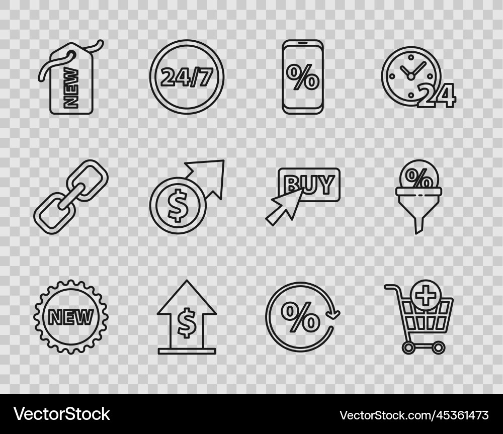 Set line price tag with new add to shopping cart Set line price tag with new add to shopping cart vector image
