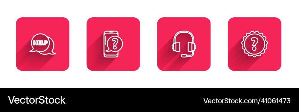 Set line speech bubble with text help mobile Set line speech bubble with text help mobile Vector Image