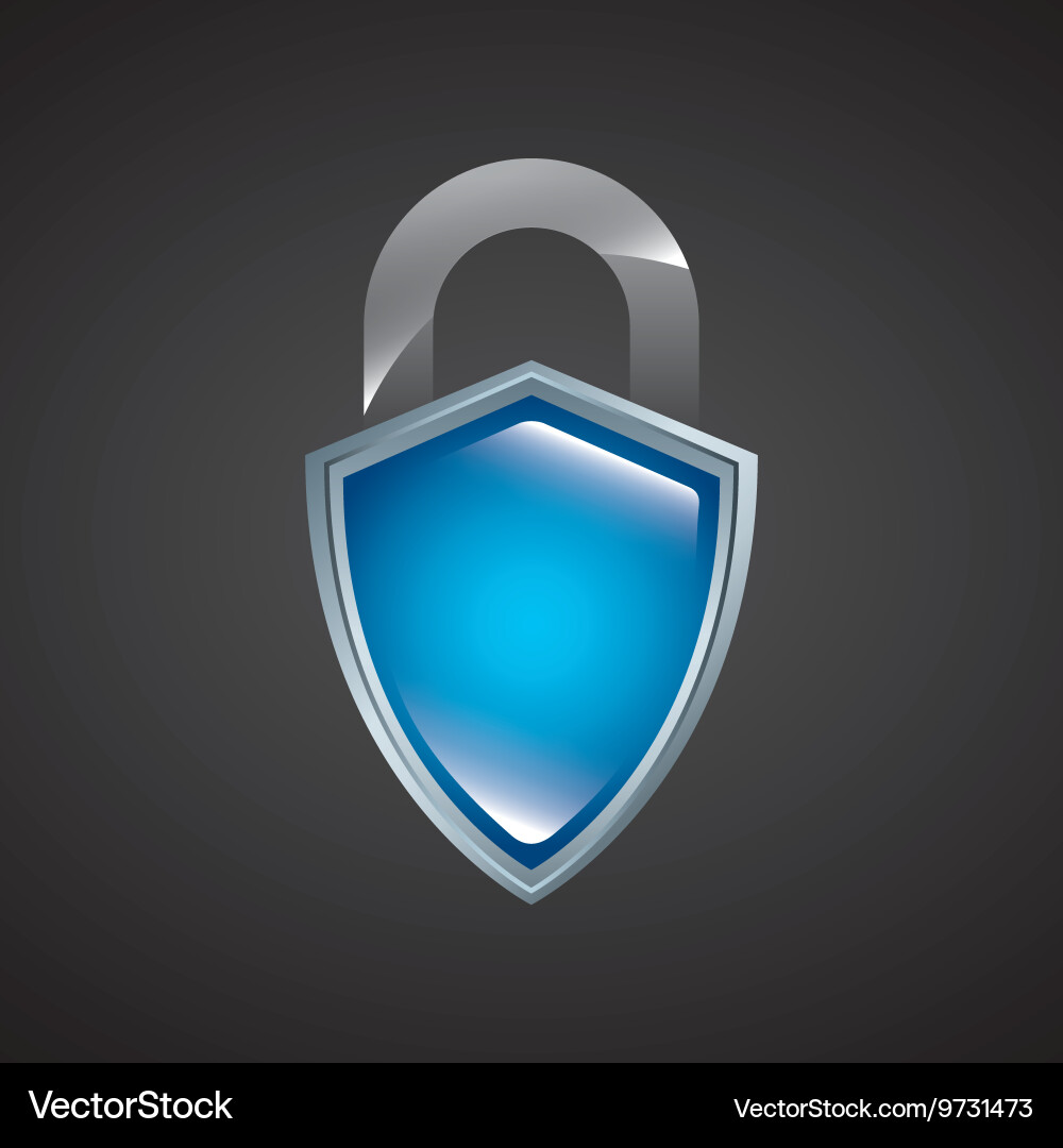 Shield and padlock icon security system design Vector Image
