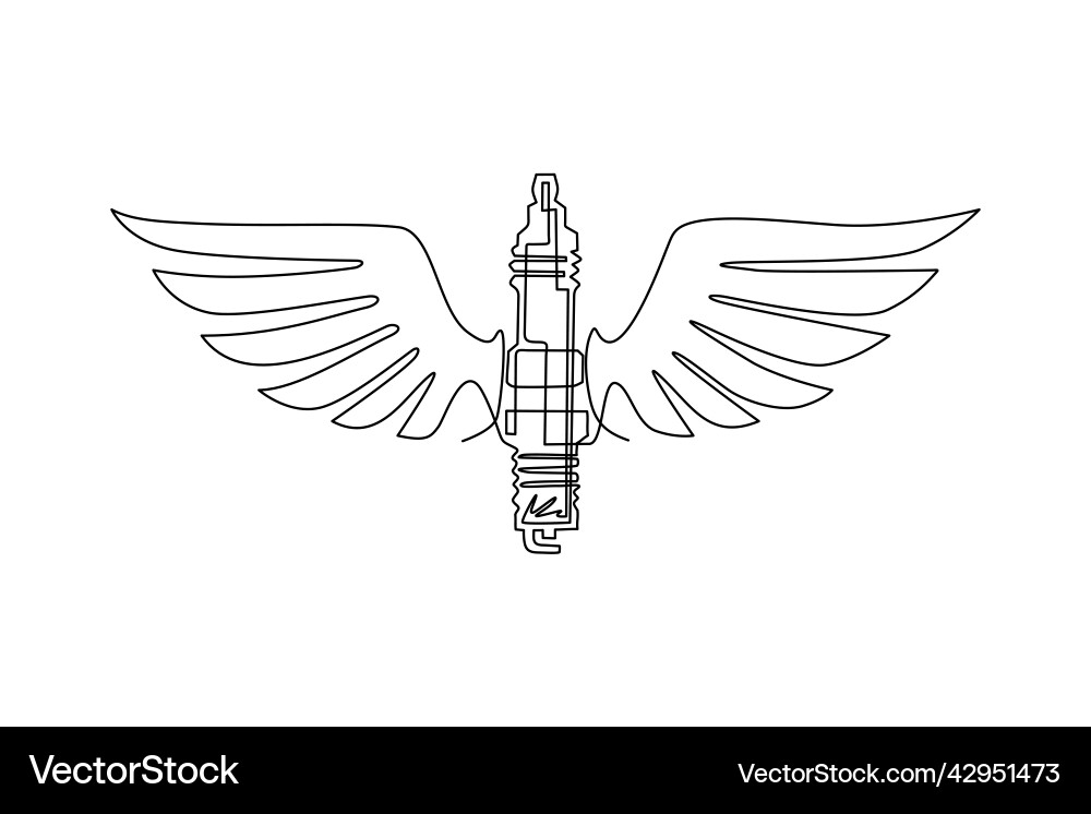 Single continuous line drawing spark plug Single continuous line drawing spark plug vector image