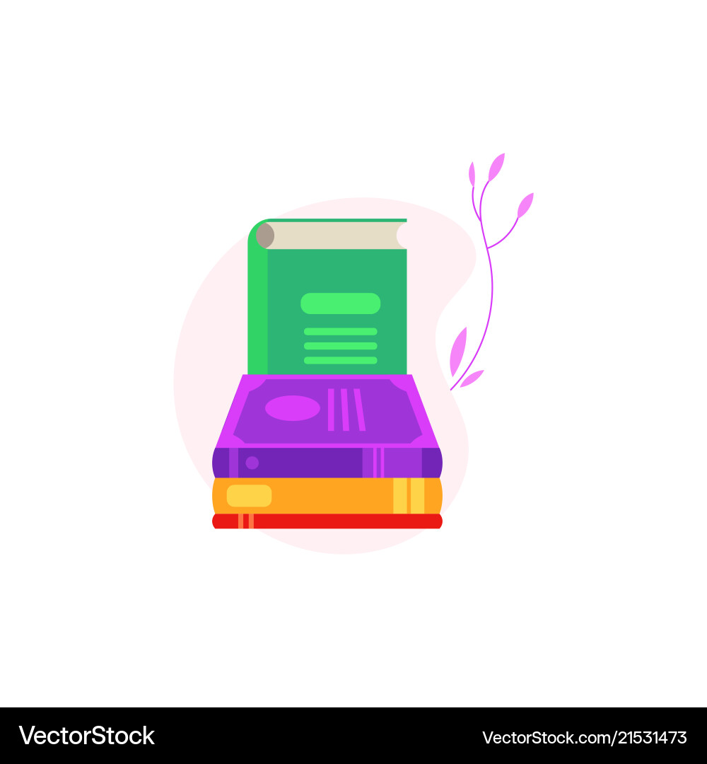 Stack of lying closed paper books with colorful Stack of lying closed paper books with colorful Vector Image