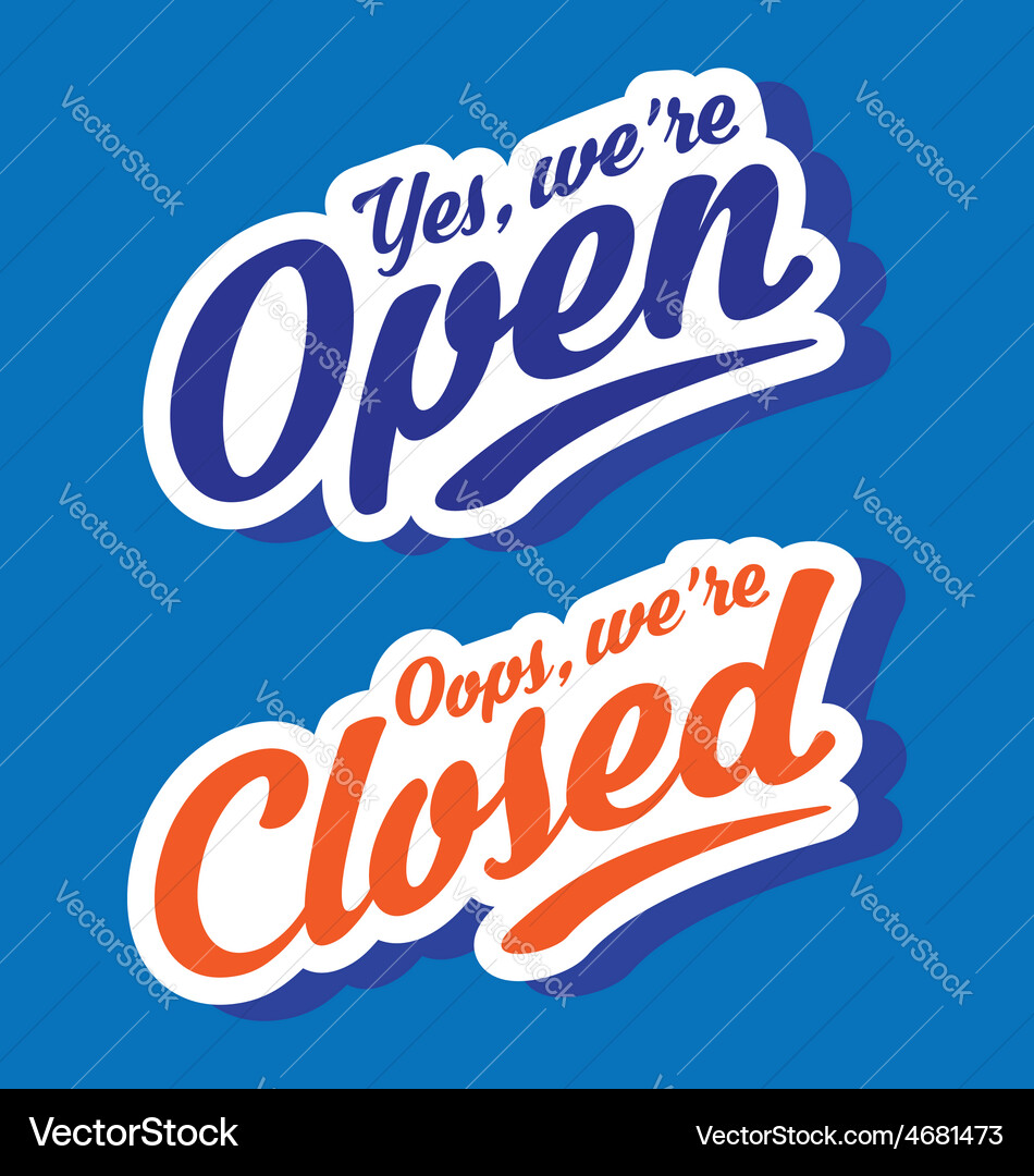 Stylized open closed store signs Royalty Free Vector Image