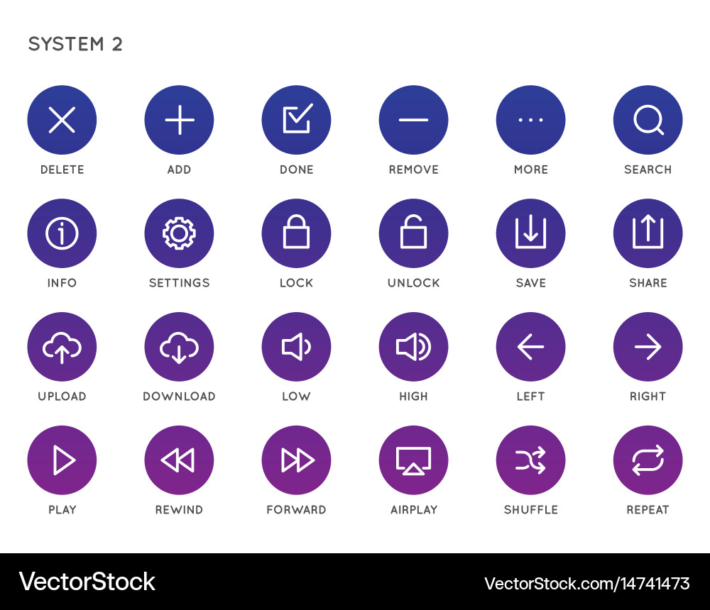 System user interface ui icon set high quality vector image