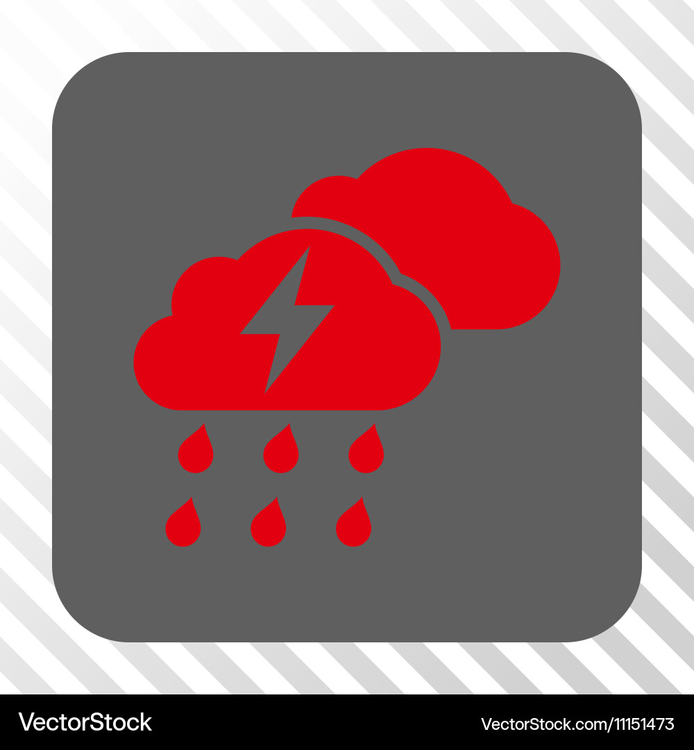 Thunderstorm clouds rounded square button vector image