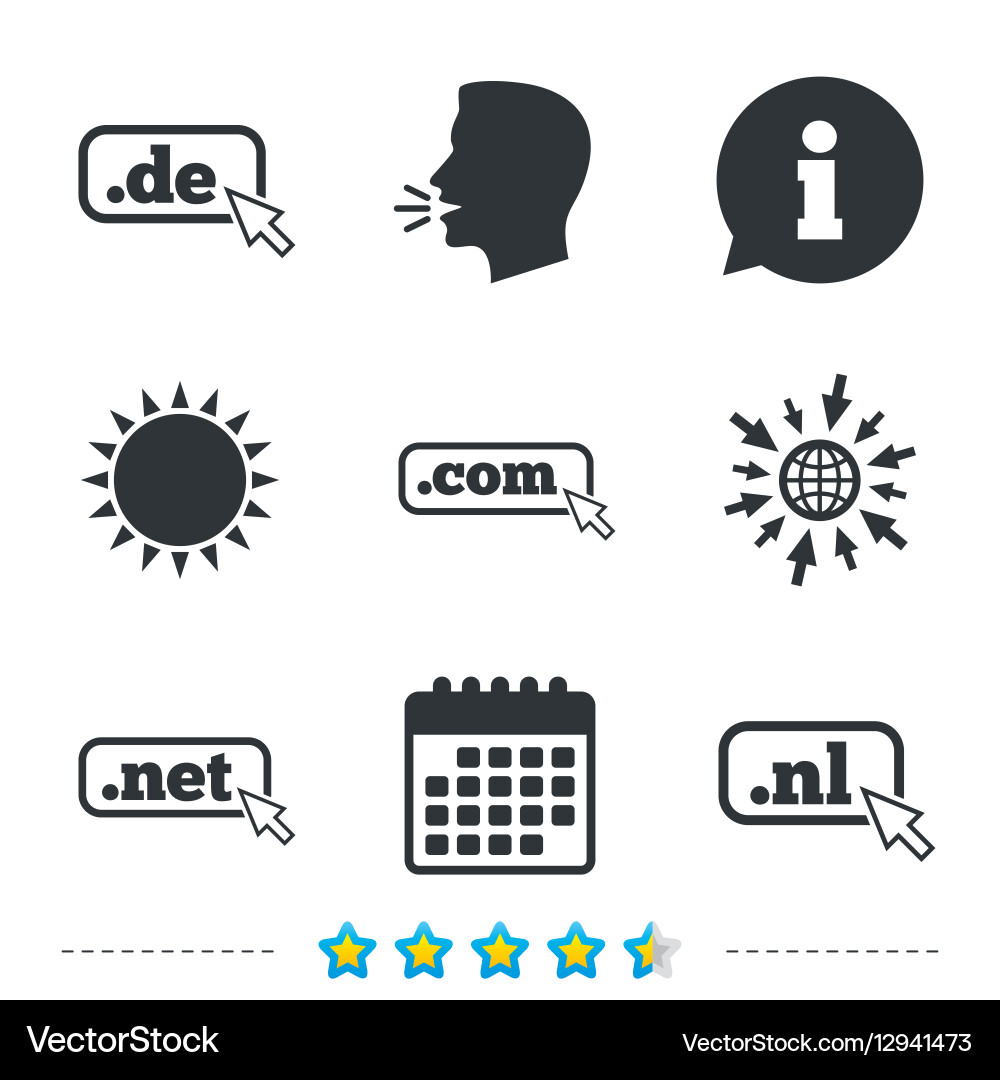 Top-level domains signs de com net and nl vector image
