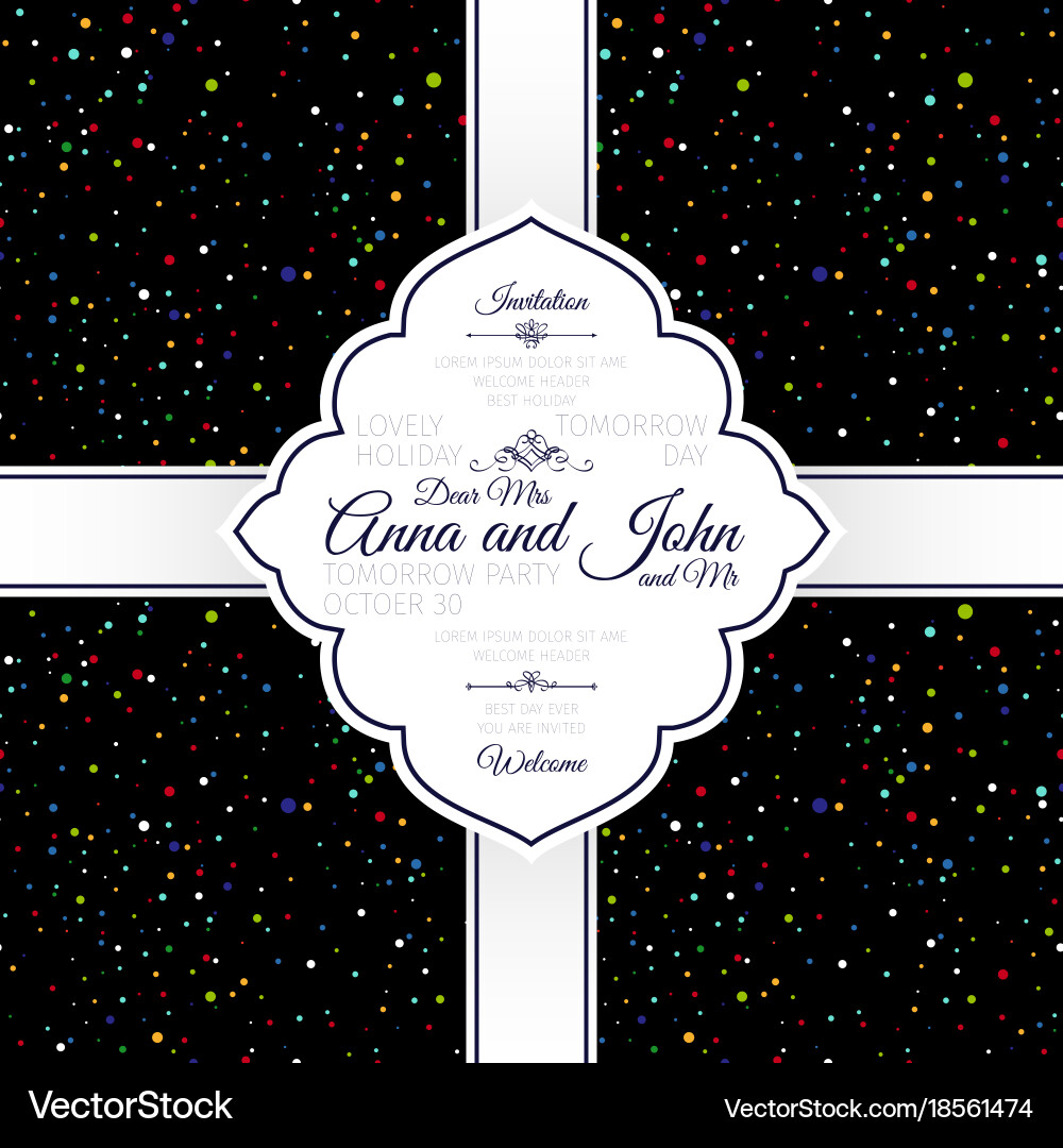 Card with colorful round confetti pattern Vector Image