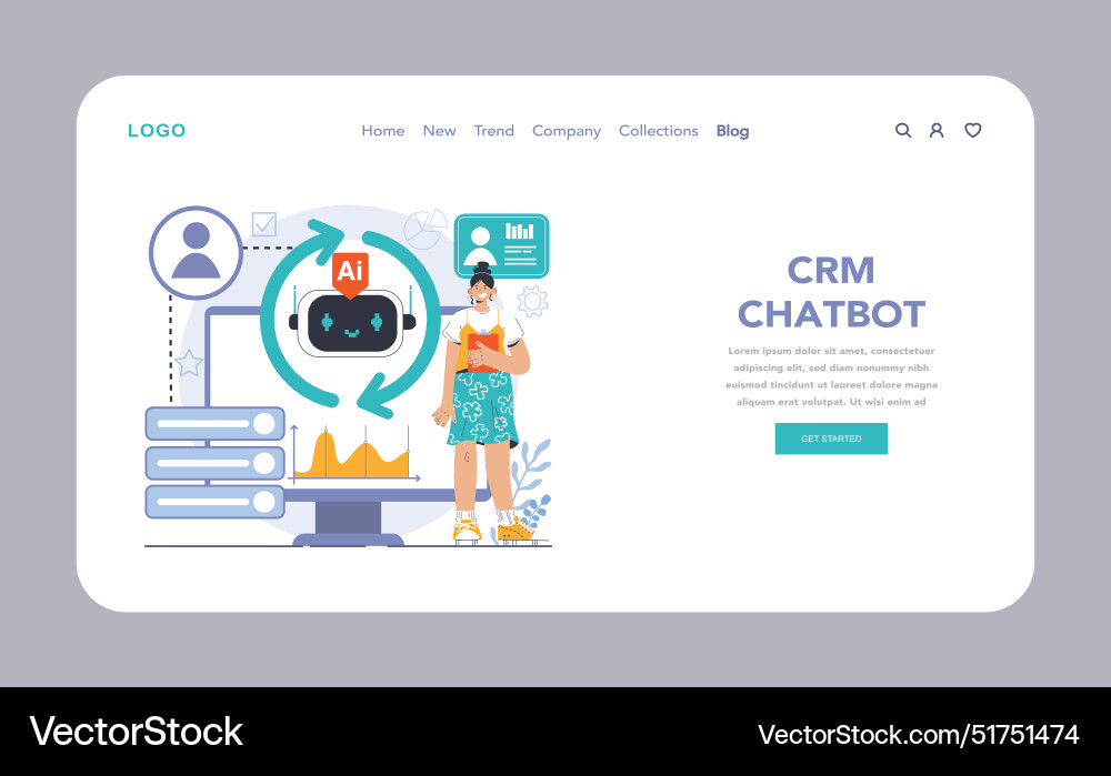 Chat bot web or landing ai-powered customer Chat bot web or landing ai-powered customer vector image