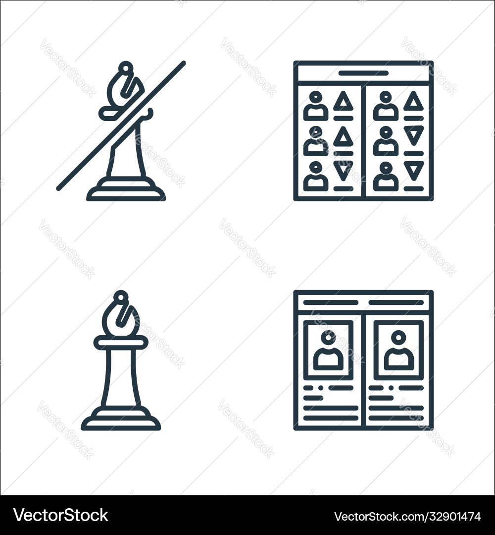 Chess game line icons linear set quality Vector Image
