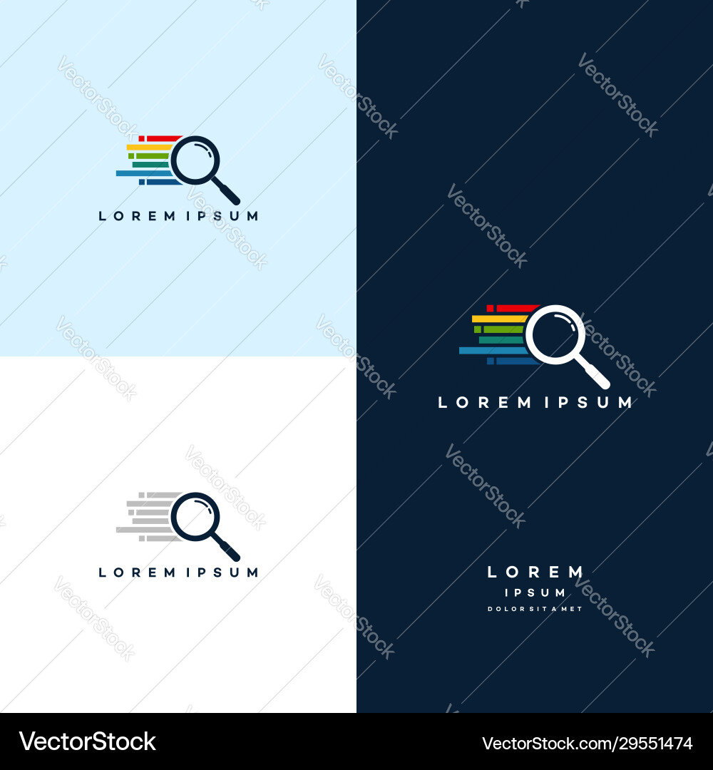 Computer search logo express fast find Vector Image