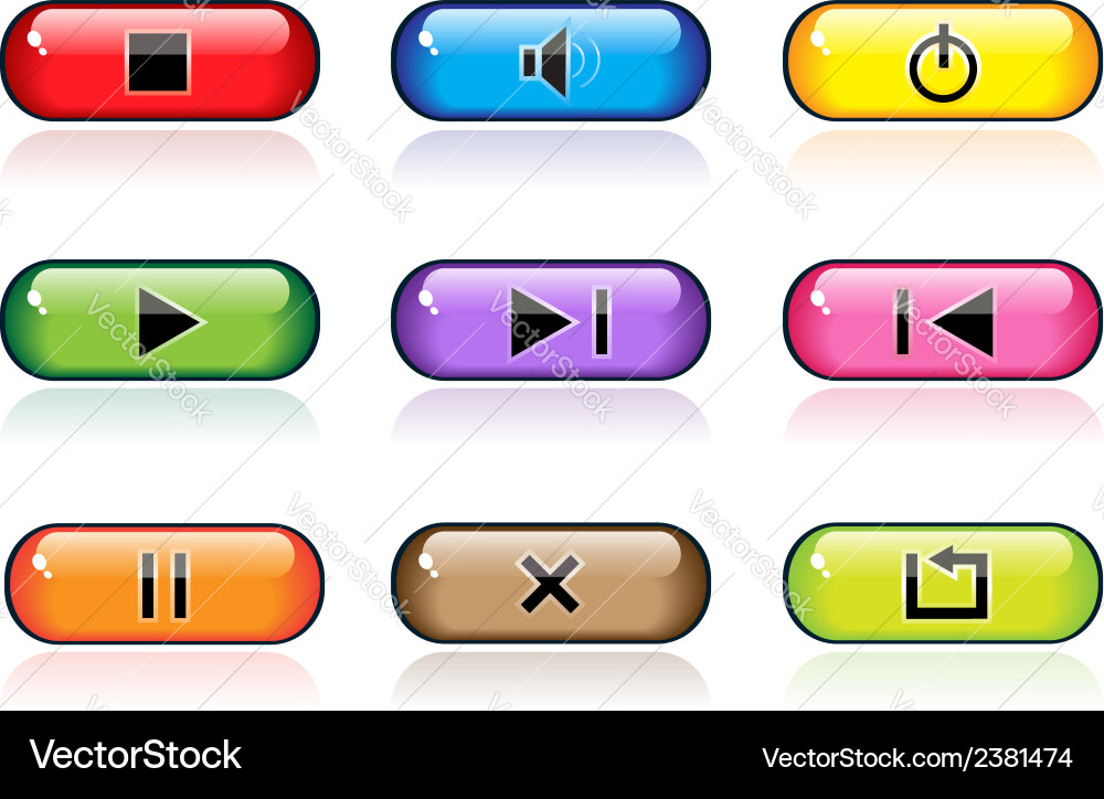 Control Buttons Aqua Style Vector Image