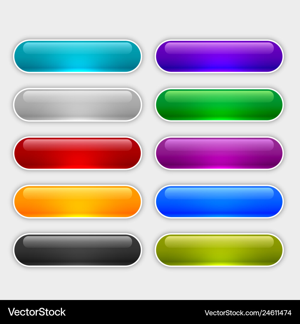 Glossy Web Buttons - Colorful Collection vector image