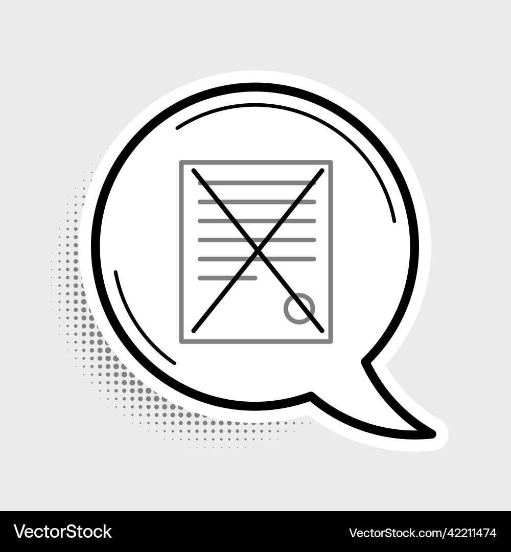 Line delete file document icon isolated on grey Vector Image