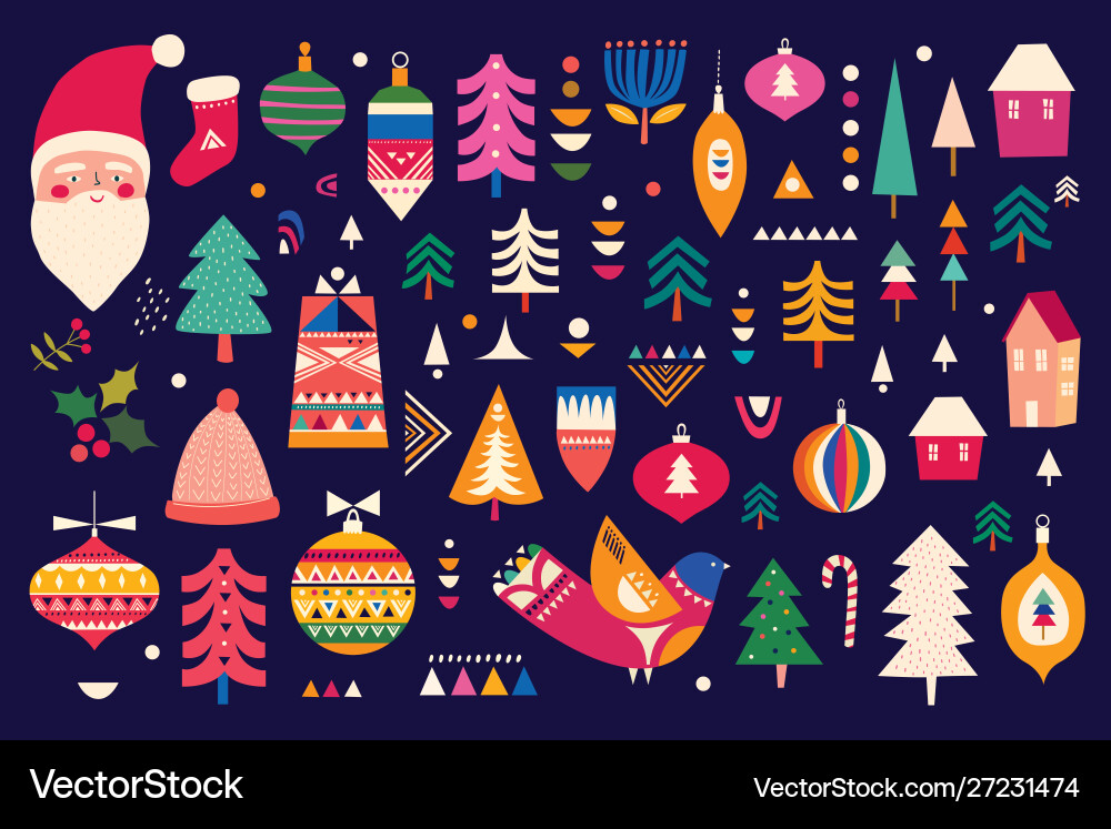 Scandinavian folk christmas Scandinavian folk christmas vector image