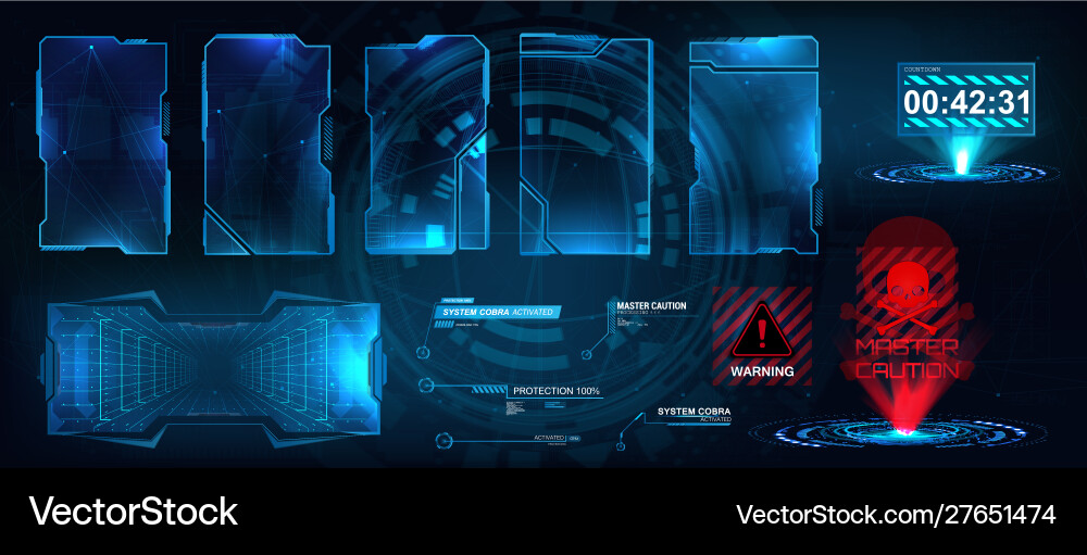 Screens hud ui gui futuristic interface vector image