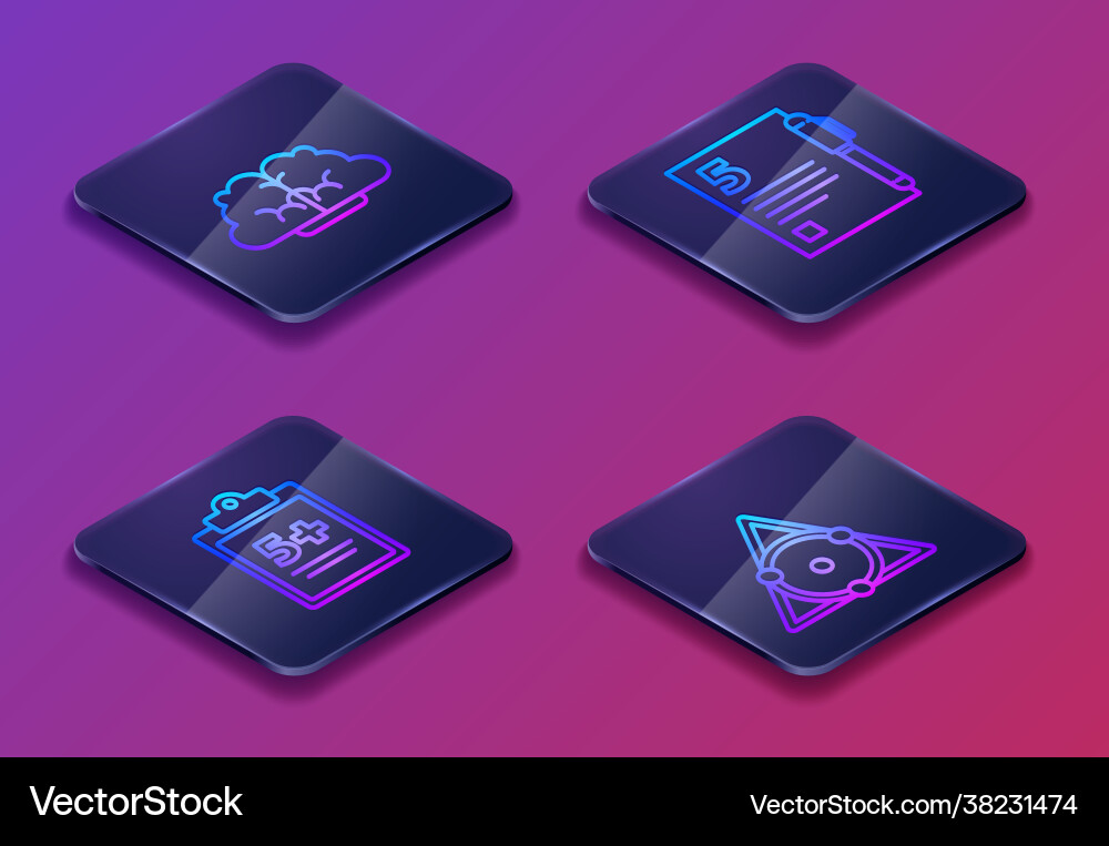 Set isometric line graph schedule chart diagram vector image