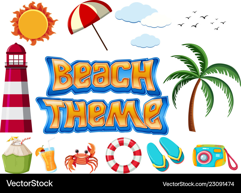 Set of beach theme objects Vector Image