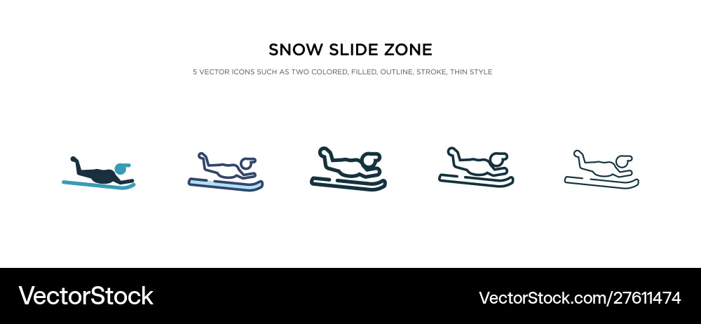 Snow slide zone icon in different style two vector image
