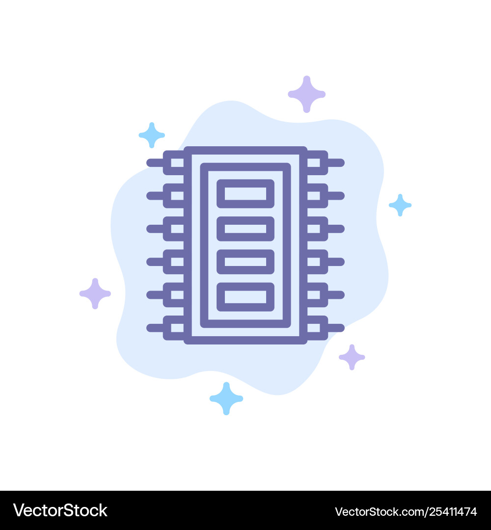 Tech hardware chip computer connect blue icon Vector Image