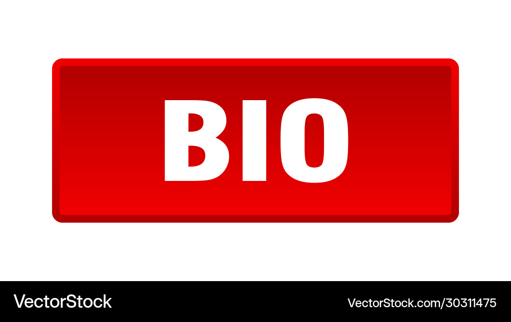 Bio button square red push vector image