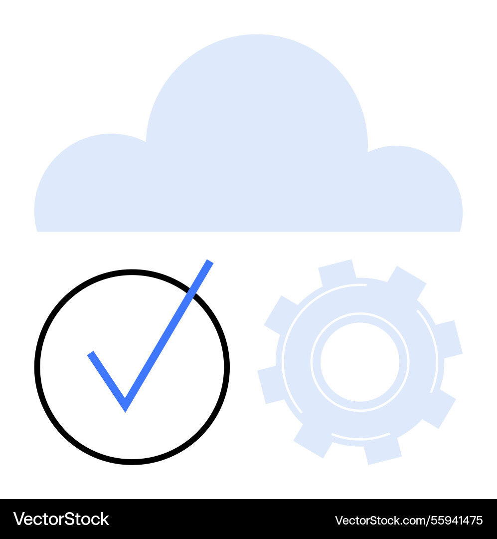 Cloud computing with checkmark and gear Vector Image