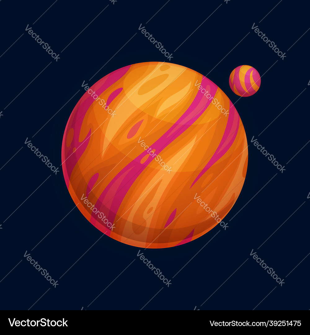 Fiery planet and exoplanet in outer space isolated Fiery planet and exoplanet in outer space isolated vector image