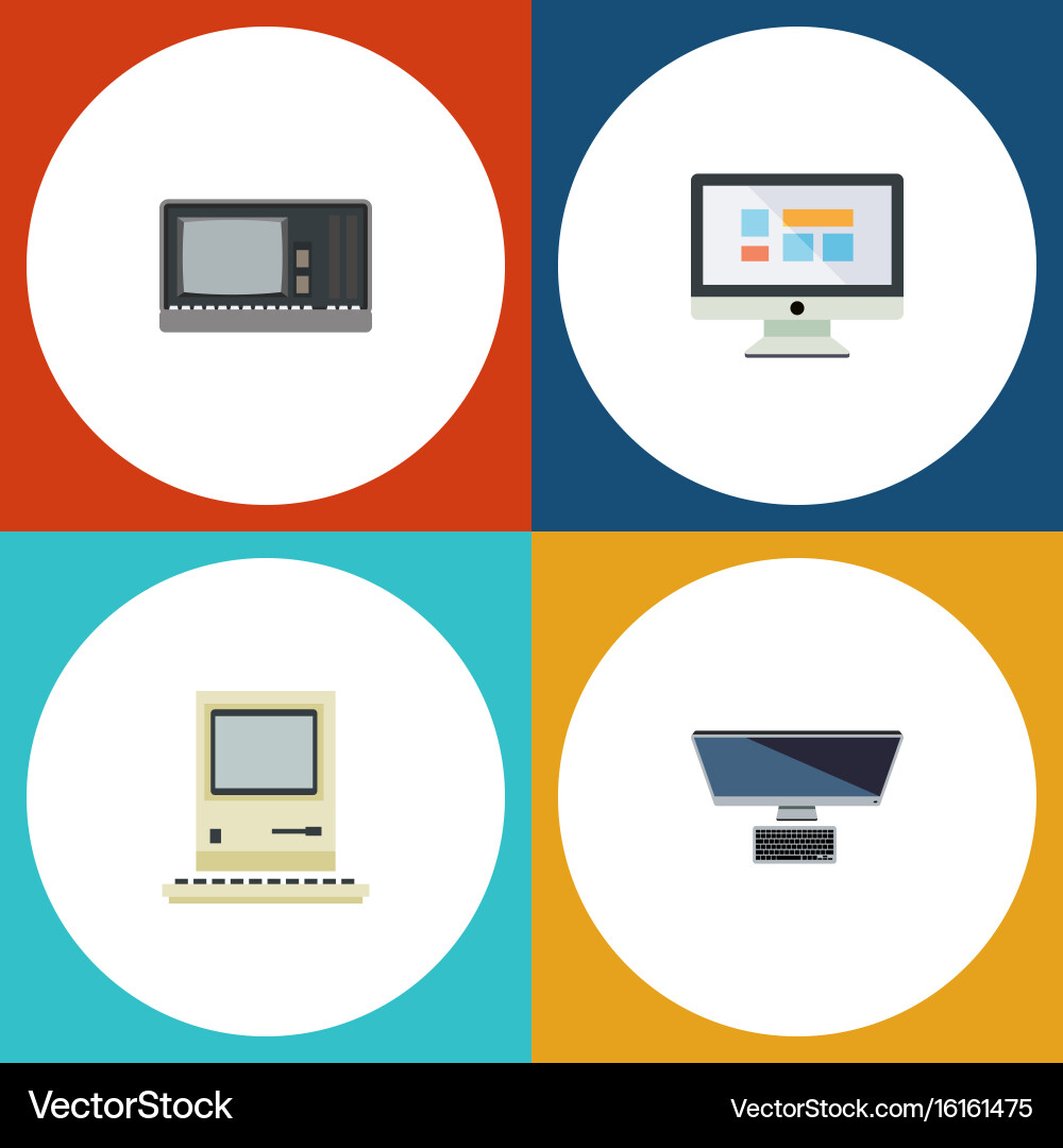 Flat icon laptop set of display pc computing Vector Image