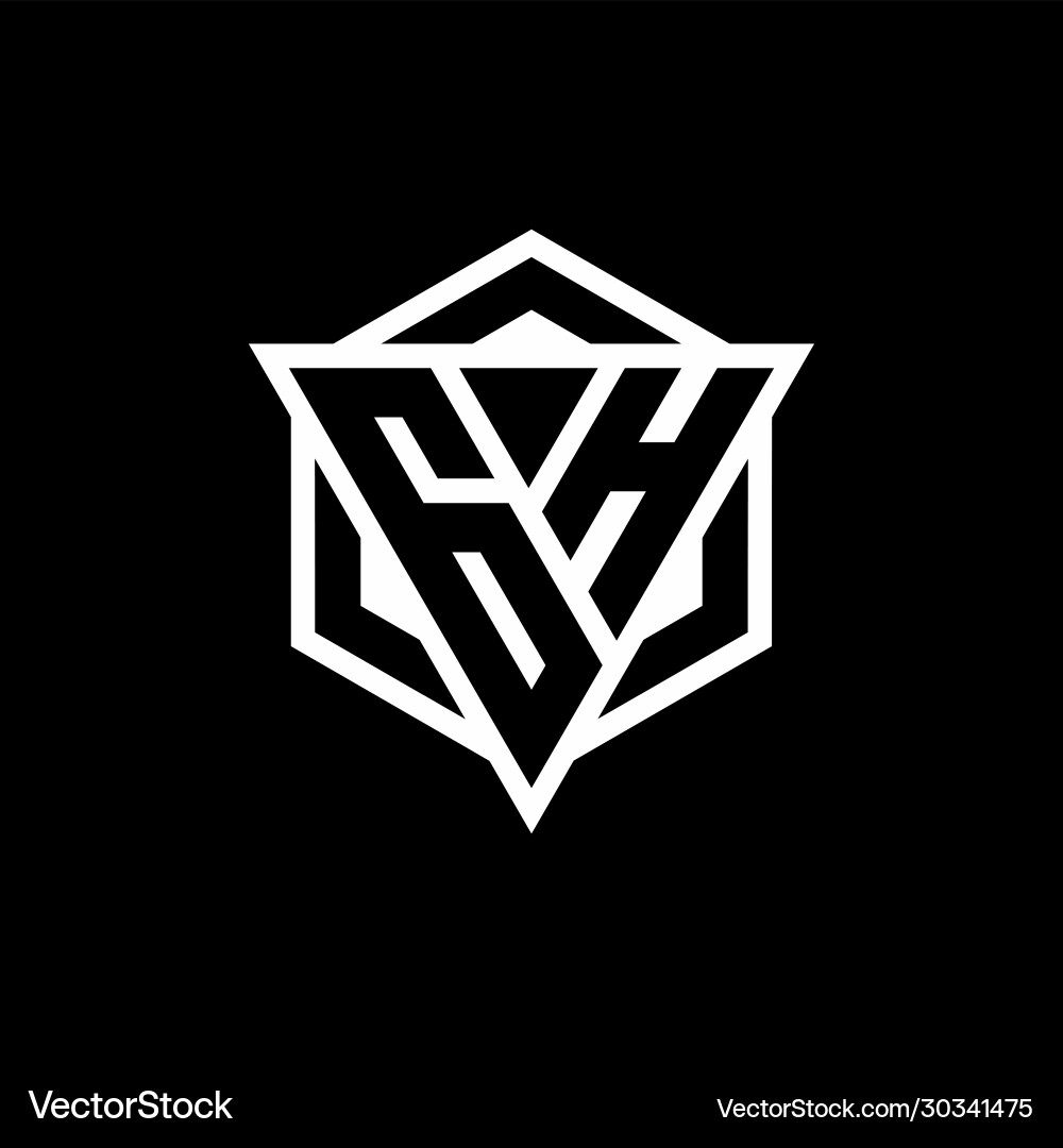 Gh logo monogram with triangle and hexagon shape vector image