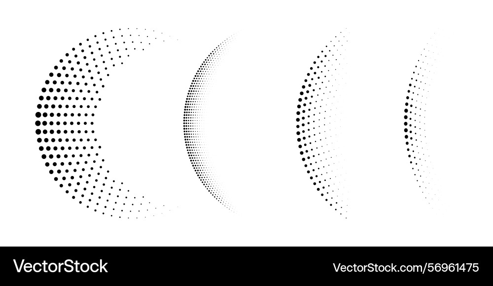 Halftone incomplete circle dots backgrounds set Halftone incomplete circle dots backgrounds set vector image