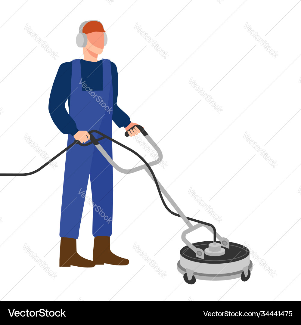 Man Using Surface Cleaner vector image