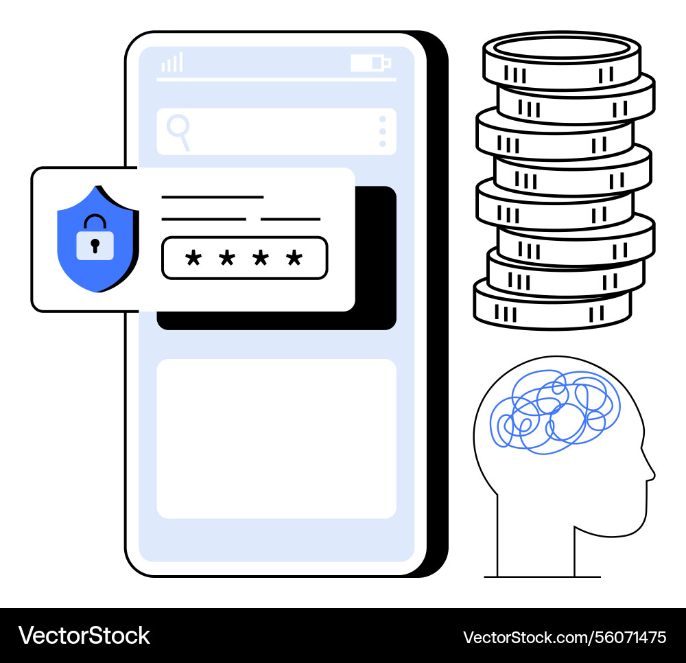 Mobile security verification with password Mobile security verification with password Vector Image