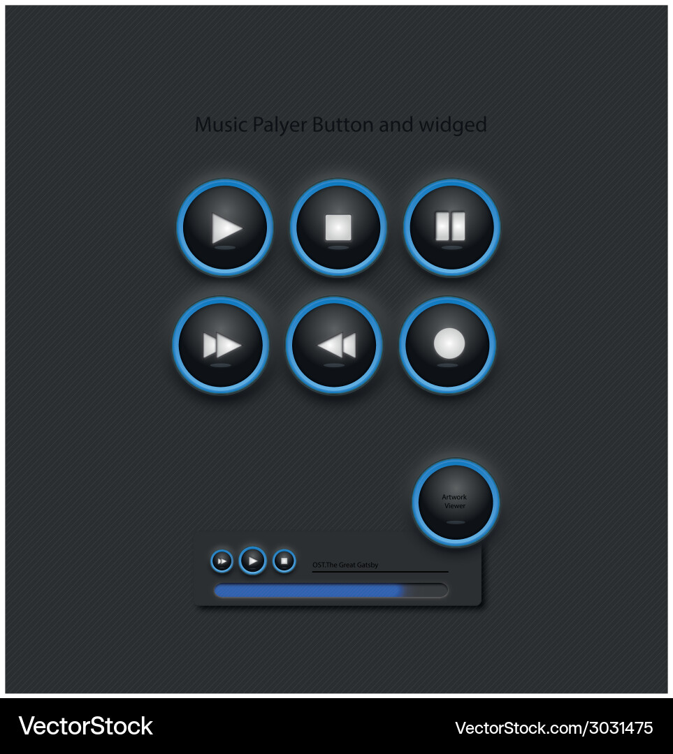 Music player widged and button Vector Image