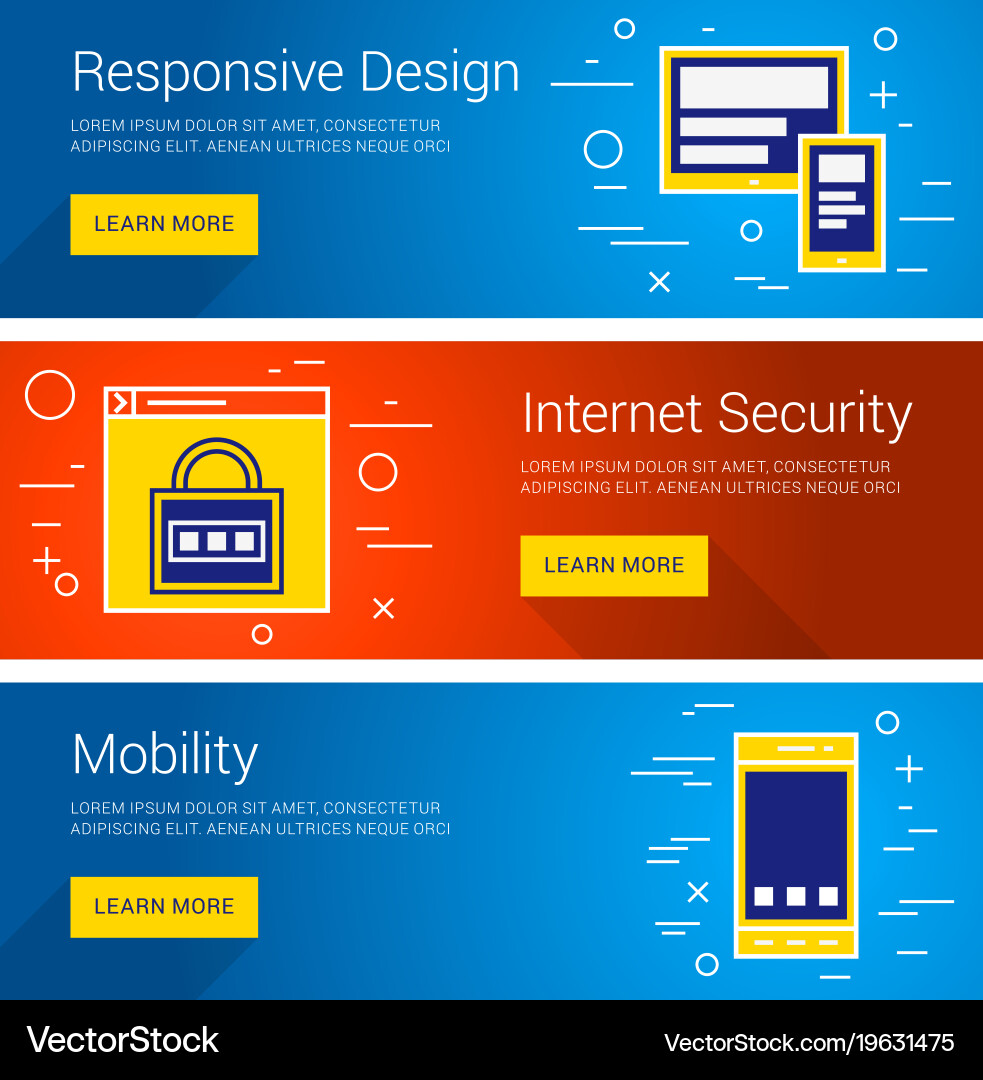 Responsive design internet security mobility line vector image