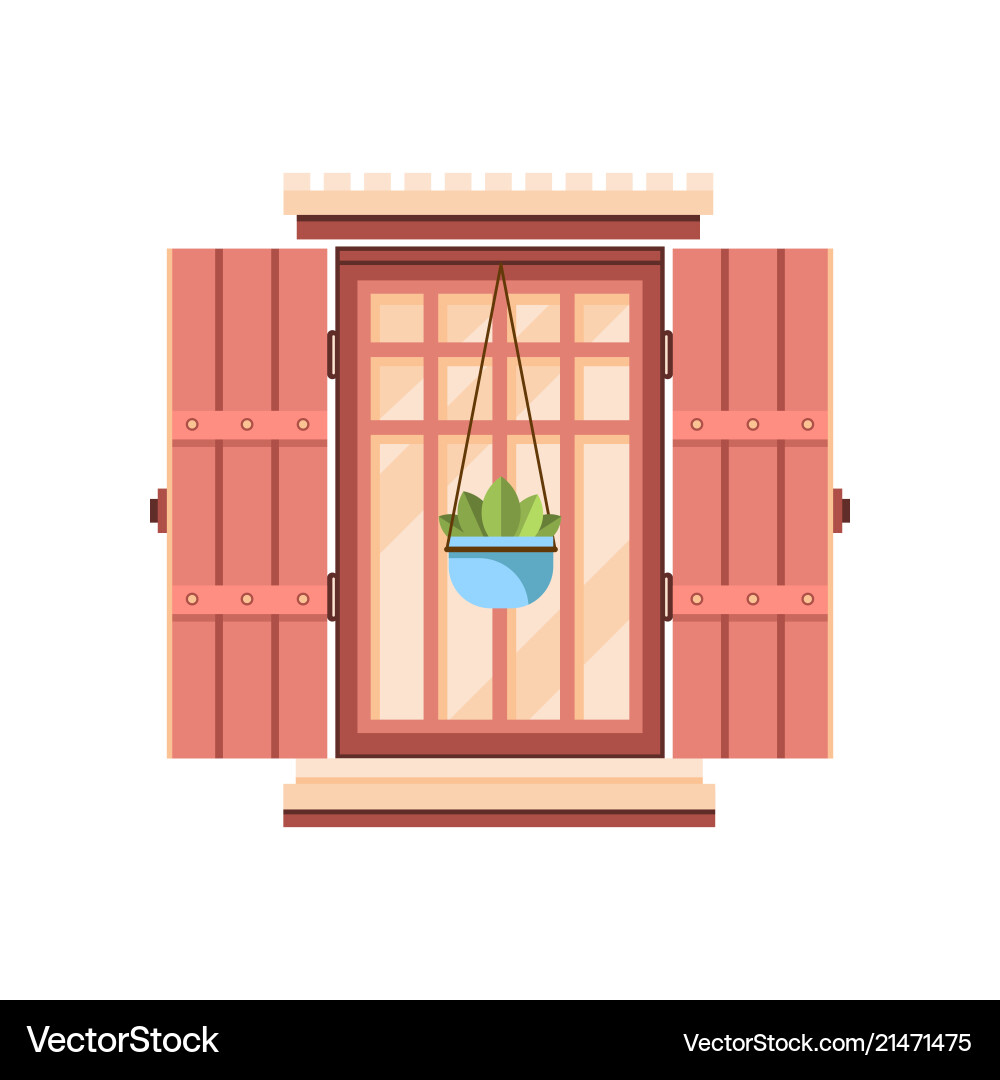 Retro window with wooden shutters architectural Vector Image