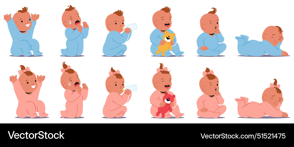 Set of baby expressions and actions from joyful Set of baby expressions and actions from joyful vector image