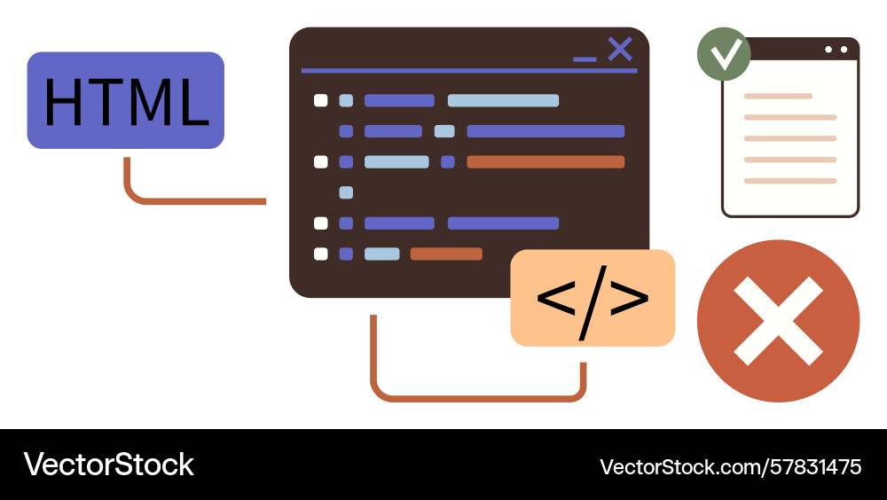 Web development process with code validation Vector Image
