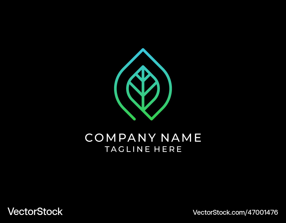 Abstraktes Blatt Logo Design Template linear s Abstraktes Blatt Logo Design Template linear s vektorbild